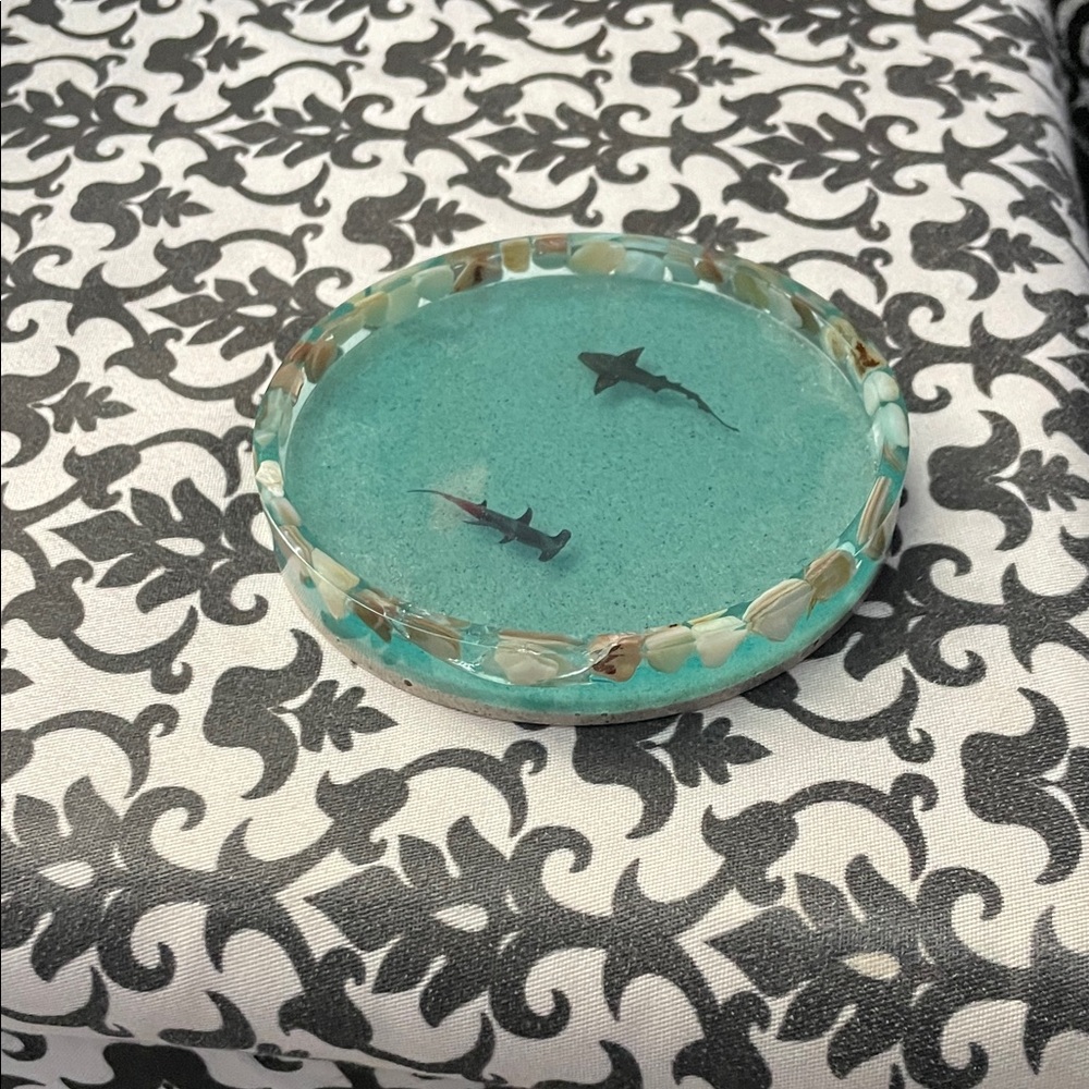 Turquoise Shark Resin Ring Coaster